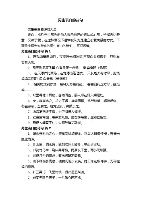 男生表白的诗句大全