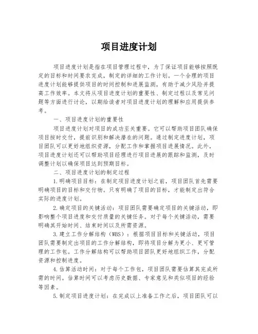 项目进度计划