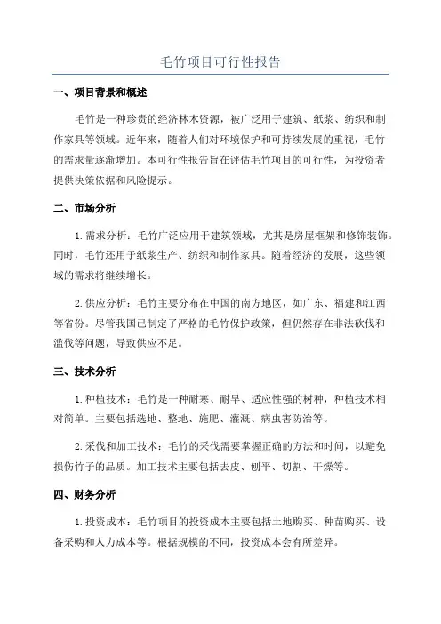 毛竹项目可行性报告