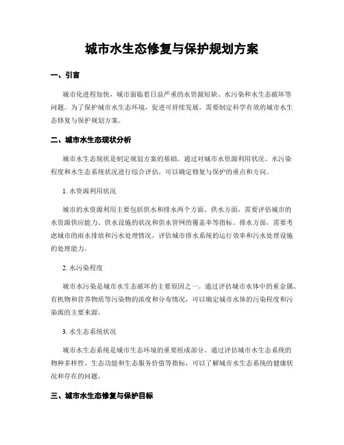 城市水生态修复与保护规划方案