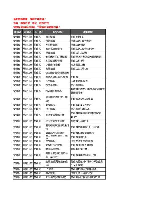 新版安徽省马鞍山市花山区墙布企业公司商家户名录单联系方式地址大全47家