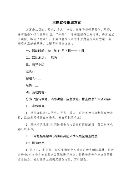 主题宣传策划方案