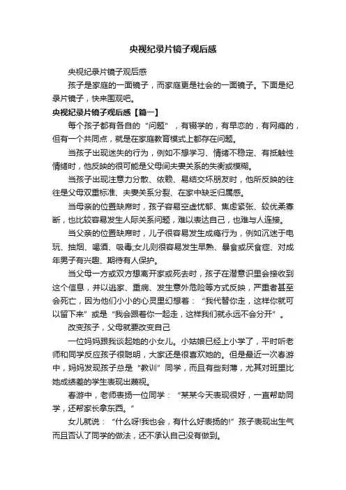 央视纪录片镜子观后感