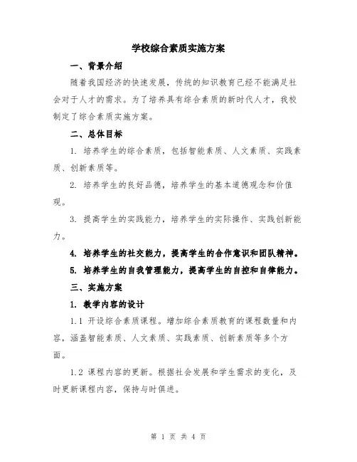 学校综合素质实施方案