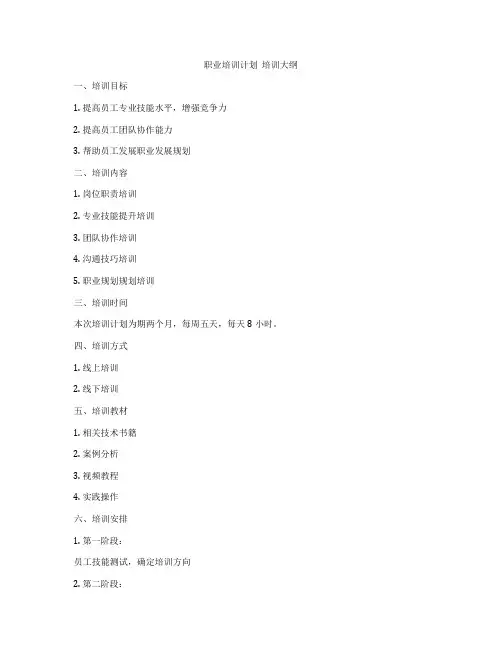 职业培训计划  培训大纲