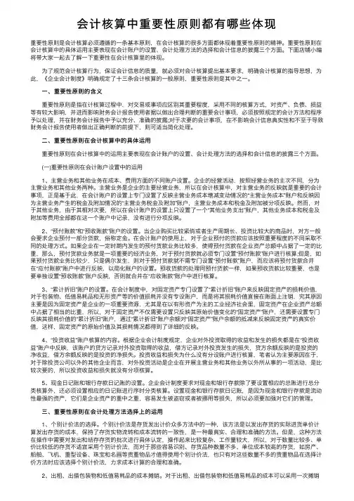 会计核算中重要性原则都有哪些体现