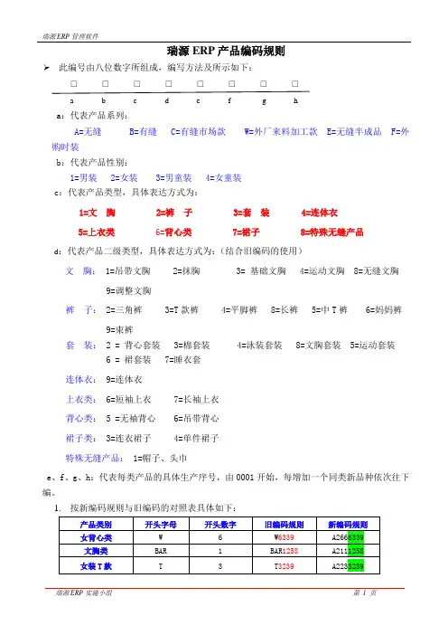 产品编码规则
