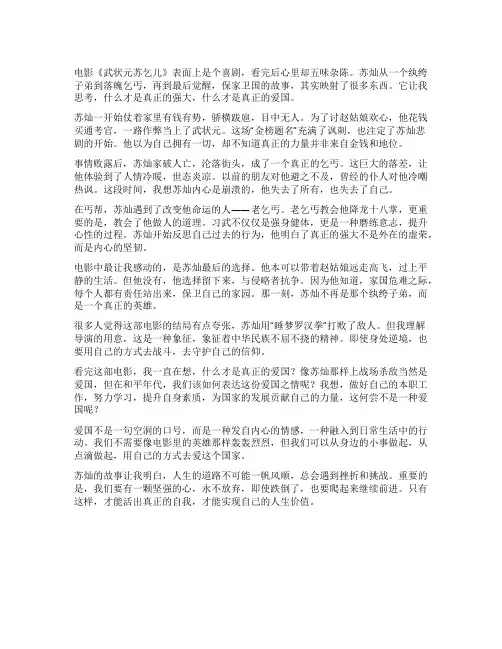 《武状元苏乞儿》观后感800字