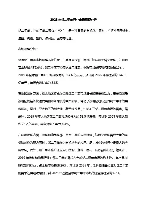 2023年邻二甲苯行业市场规模分析