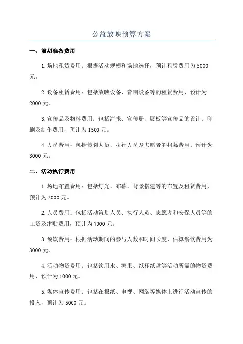 公益放映预算方案