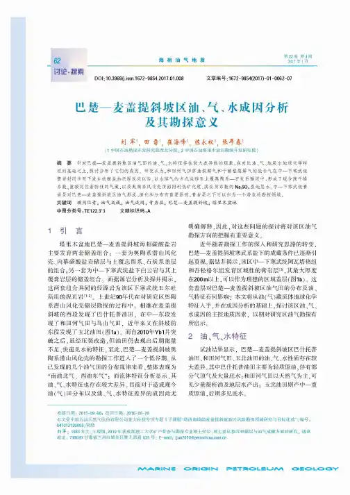 巴楚—麦盖提斜坡区油、气、水成因分析及其勘探意义