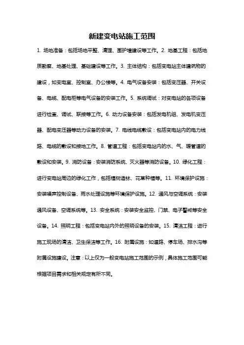 新建变电站施工范围