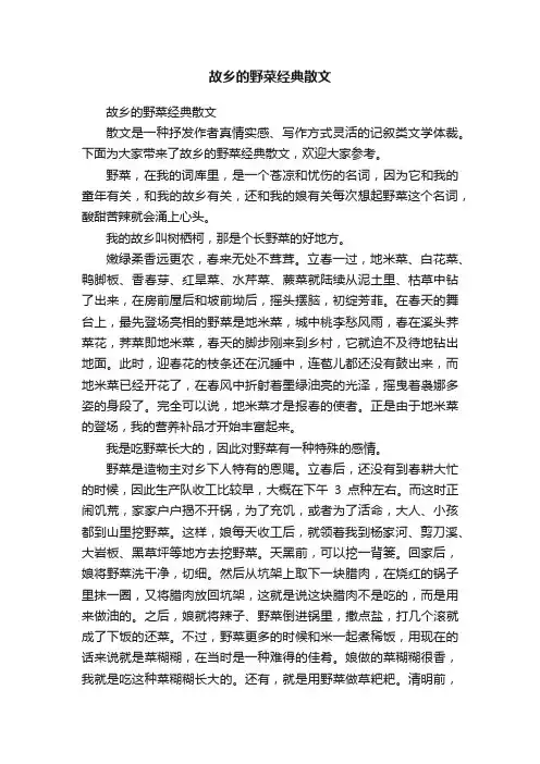 故乡的野菜经典散文
