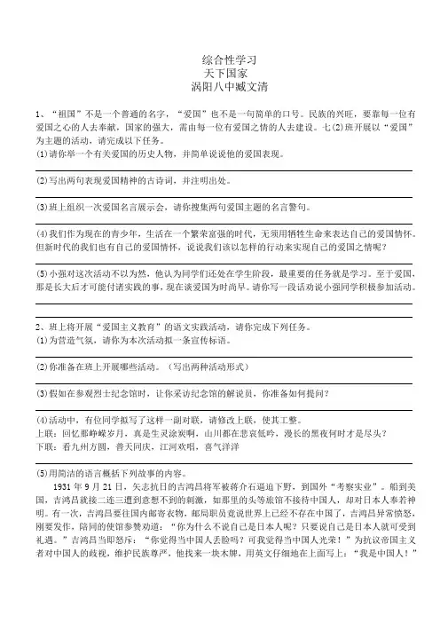 综合性学习《天下国家》同步练习(含答案)