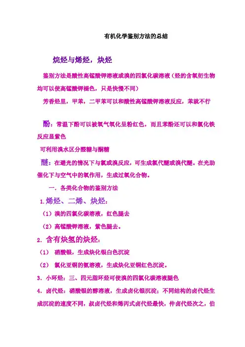 有机化学鉴别方法的总结