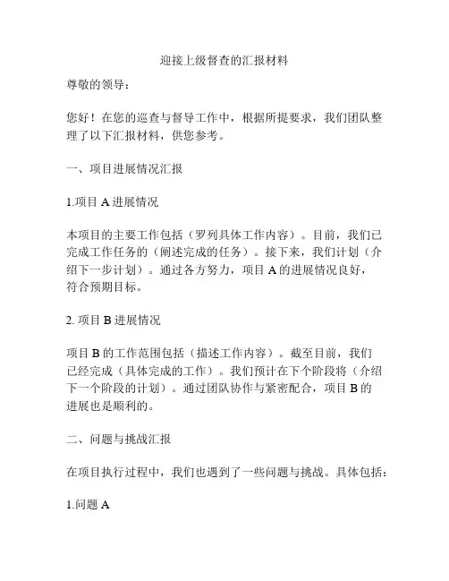 迎接上级督查的汇报材料