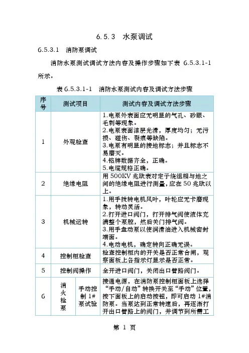 水泵调试方案