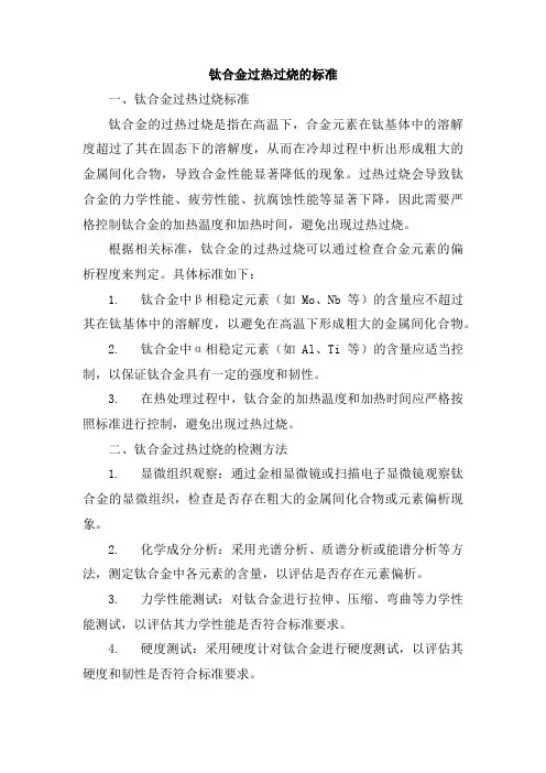 钛合金过热过烧的标准