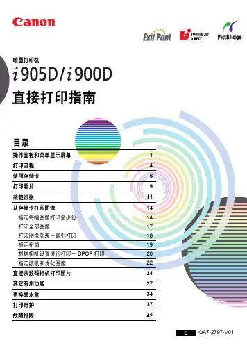 佳能 i905D i900D 无线照片打印机 使用说明书