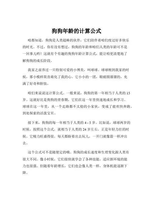 狗狗年龄的计算公式