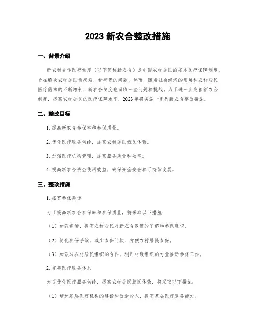 2023新农合整改措施