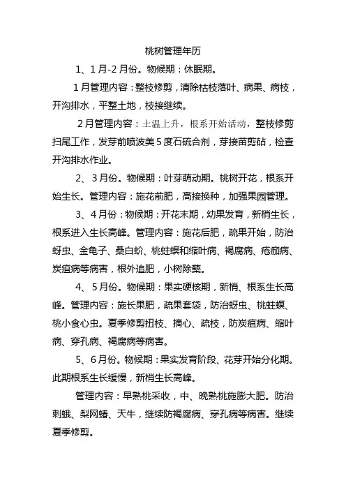 桃树管理年历