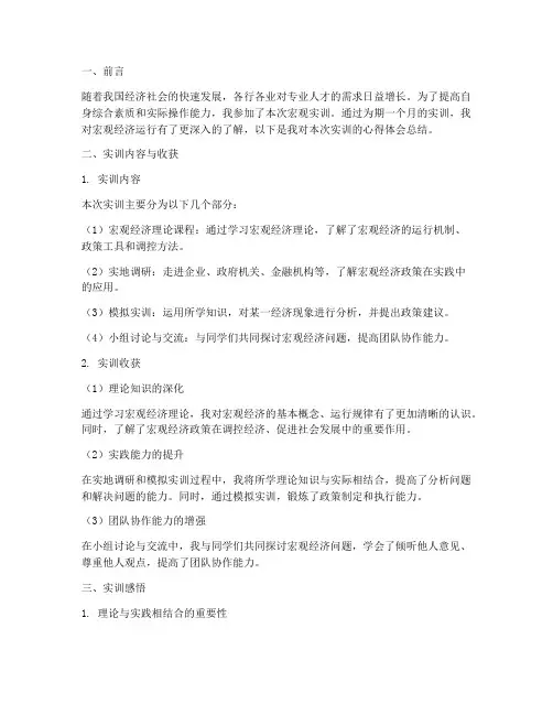 宏观实训报告心得体会总结