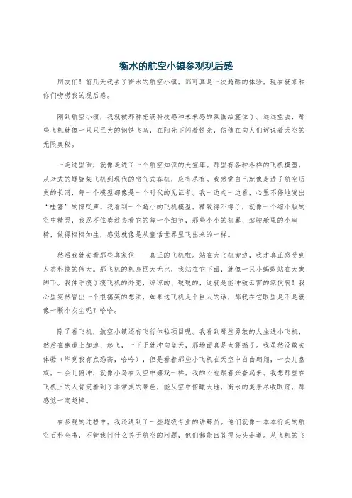 衡水的航空小镇参观观后感