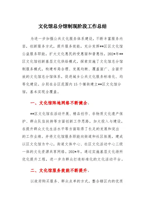 文化馆总分馆制现阶段工作总结