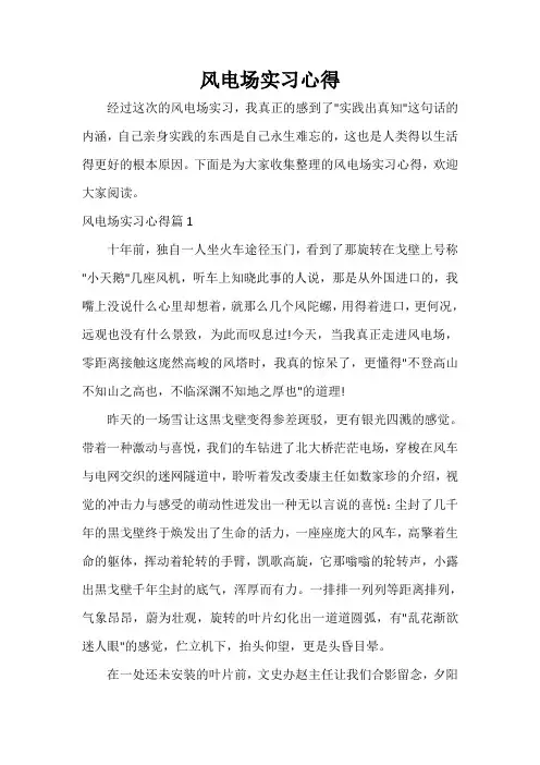  风电场实习心得