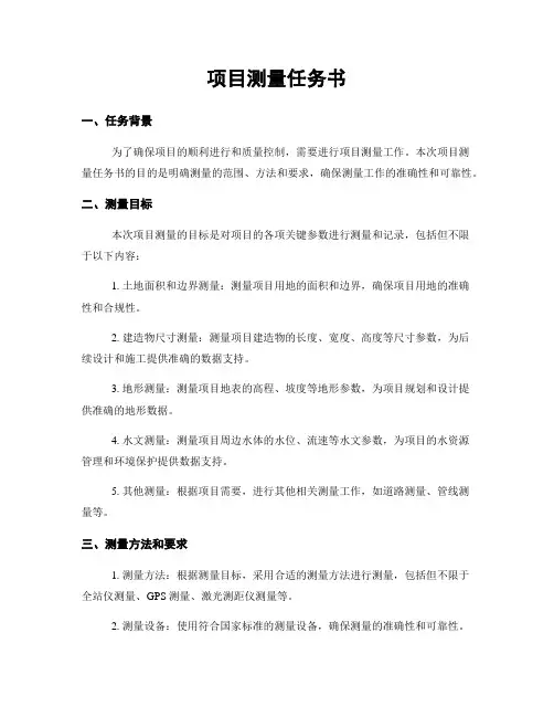 项目测量任务书