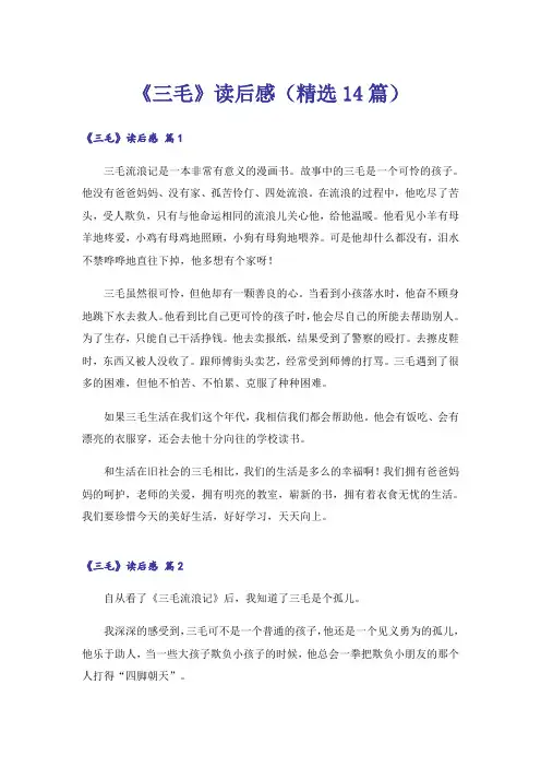 《三毛》读后感(精选14篇)