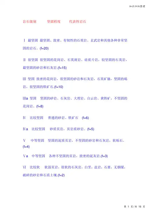 岩石级别分类-知识归纳整理