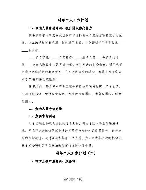 明年个人工作计划(6篇)