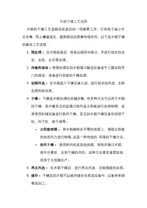 水稻干燥工艺流程