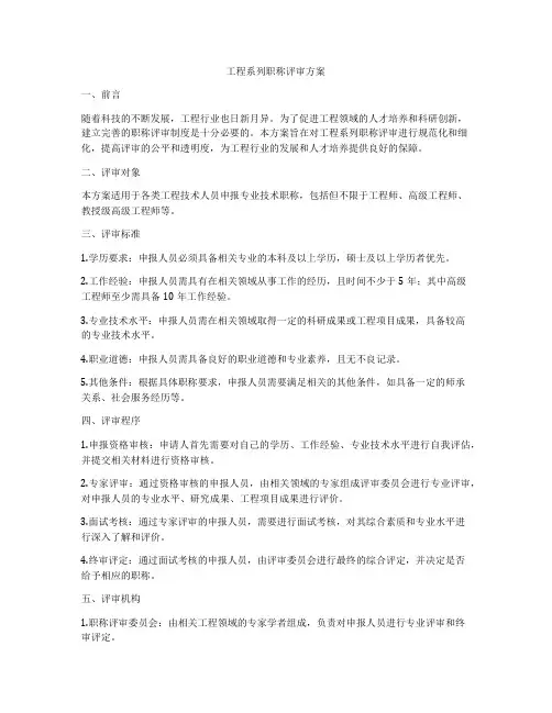 工程系列职称评审方案