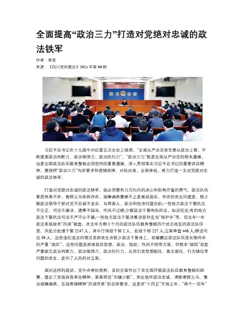 全面提高“政治三力”打造对党绝对忠诚的政法铁军