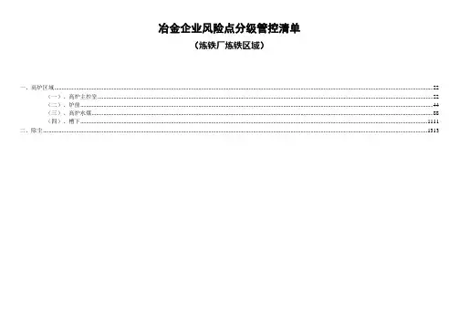 冶金企业风险点分级管控清单(炼铁)