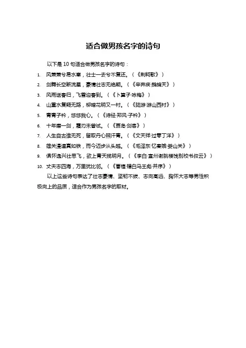 适合做男孩名字的诗句