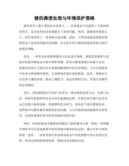 猪的粪便处理与环境保护策略