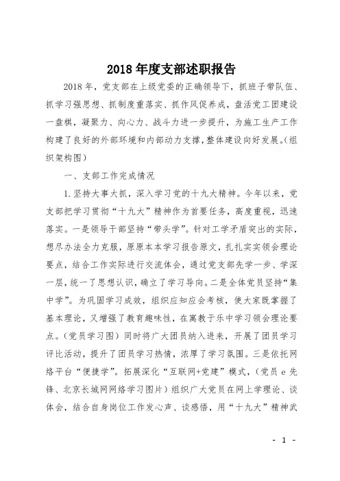 2018年度支部述职报告