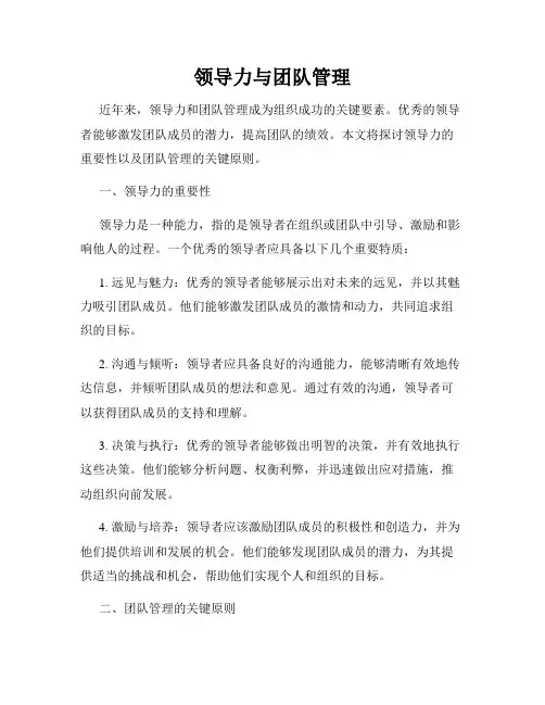 领导力与团队管理