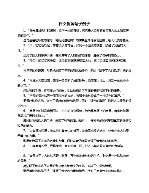 作文优美句子例子