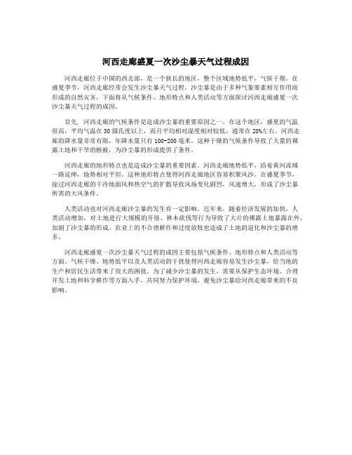 河西走廊盛夏一次沙尘暴天气过程成因