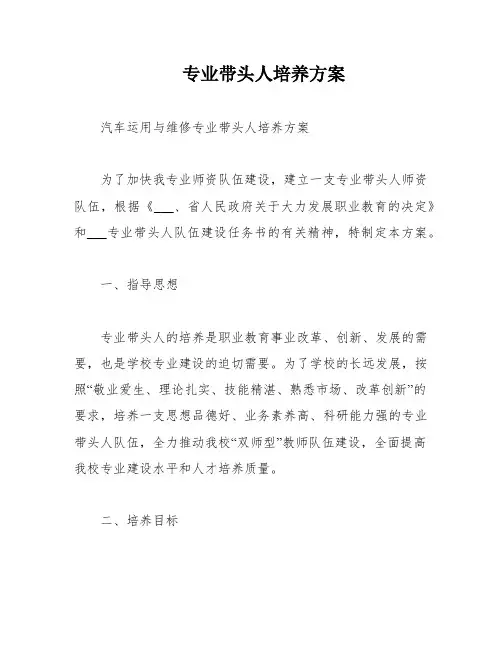 专业带头人培养方案