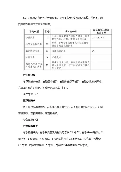 残疾人考驾照学什么车型