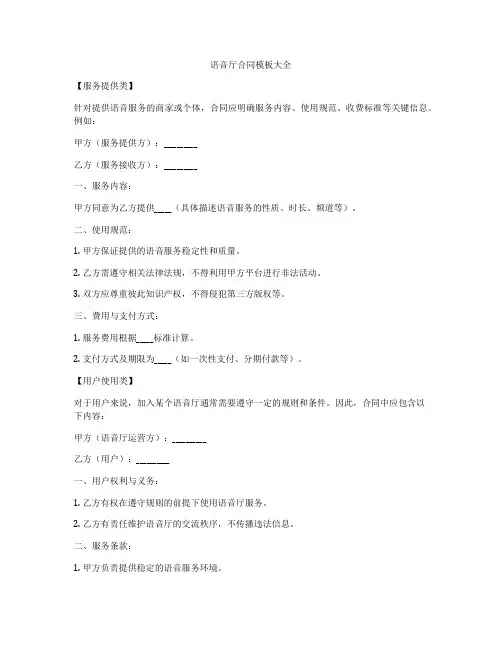 语音厅合同模板大全