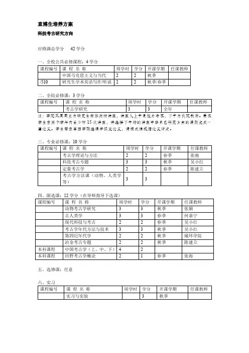 直博生培养方案