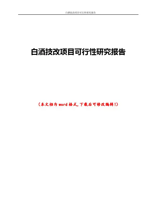 白酒技改项目可行性研究报告