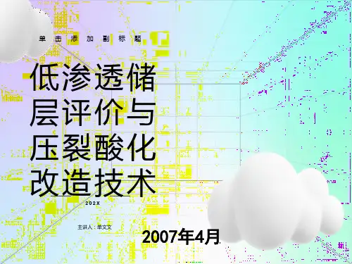 低渗透储层评价与压裂酸化改造技术